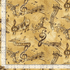 Tan vintage music notes cotton fabric with flowing musical staffs