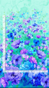 Bellagio floral cotton panel in blue, purple, and aqua watercolor flowers
