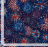 USA fireworks cotton fabric with red white blue stars on navy background