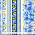 Blue and yellow bee floral stripe cotton fabric