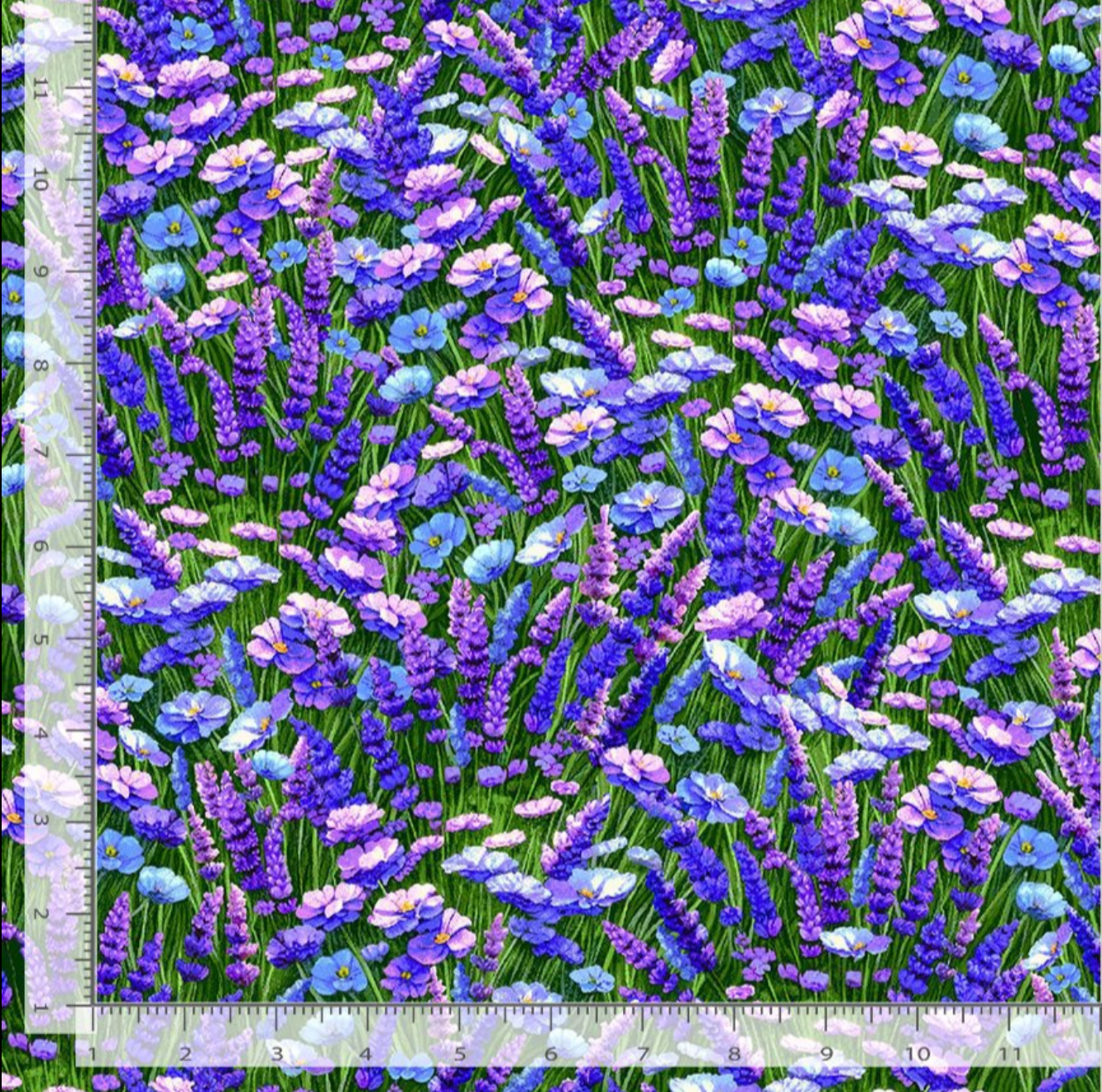 Lavender and blue floral cotton fabric by Timeless Treasures