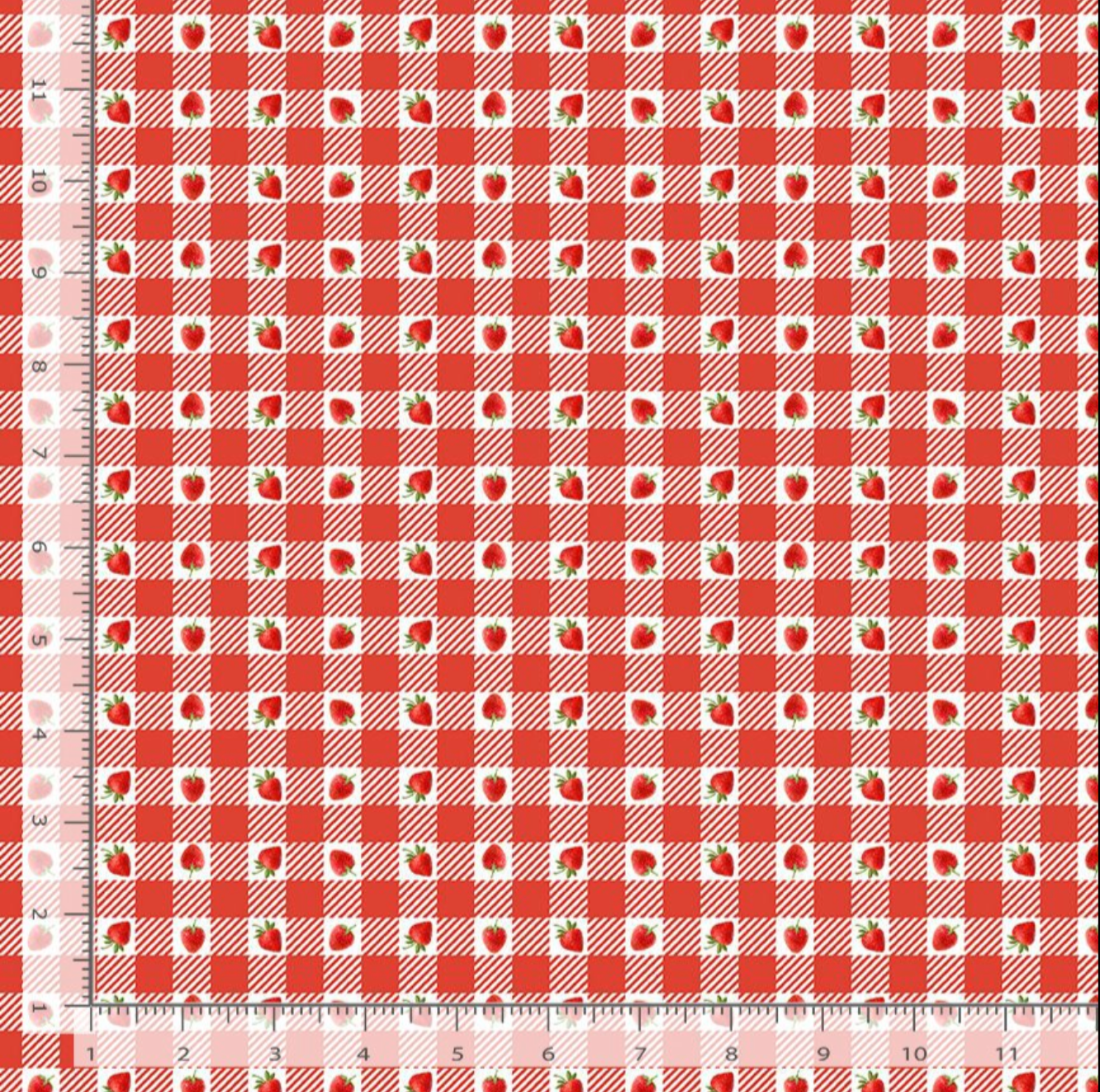 Strawberries on red Plaid cotton fabric by Timeless Treasures