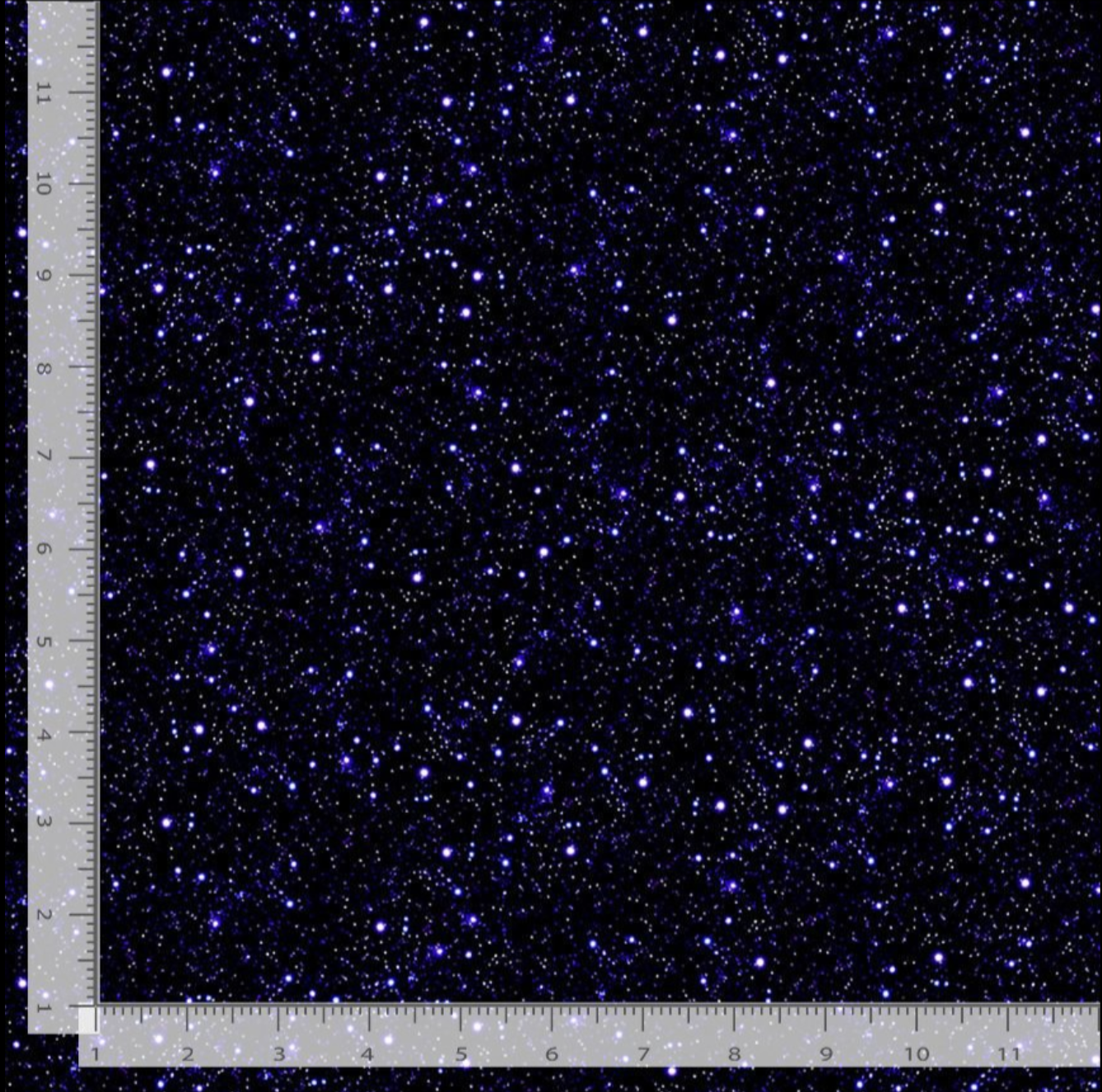 Midnight celestial sky fabric with scattered blue stars