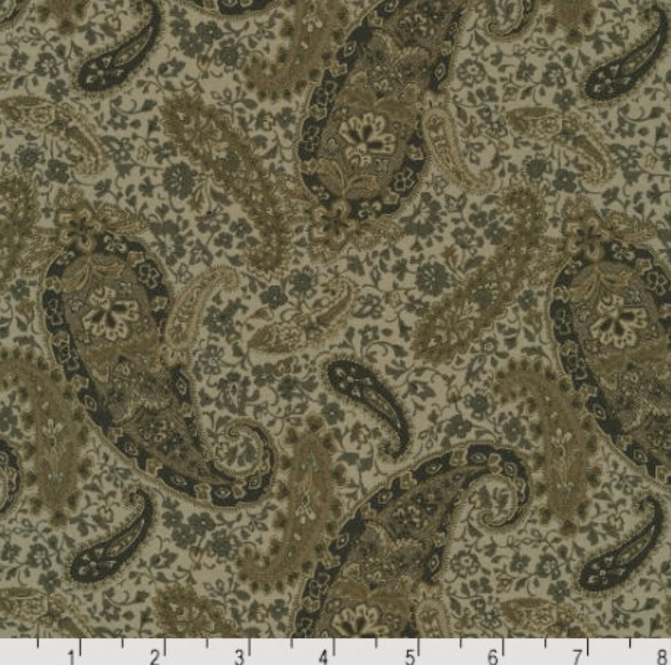 Vintage Petals and Paisleys - Paisley Gray Fabric by Sevenberry for Robert Kaufman

