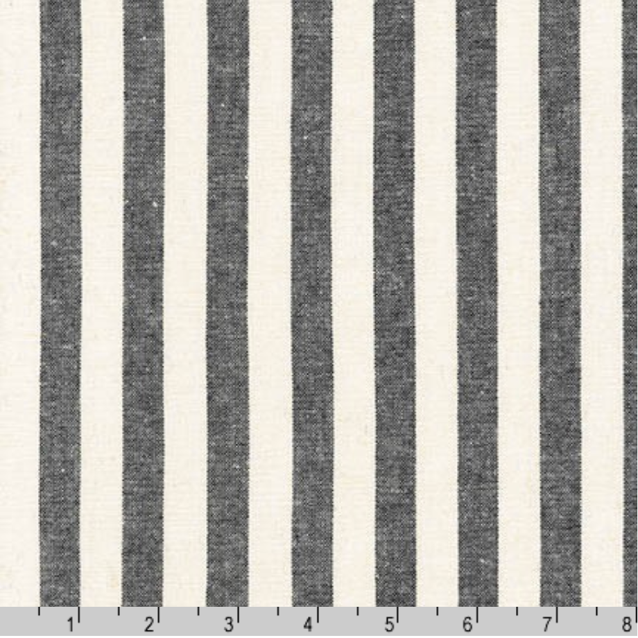 Black and natural striped Essex yarn dyed linen cotton blend fabric by Robert Kaufman