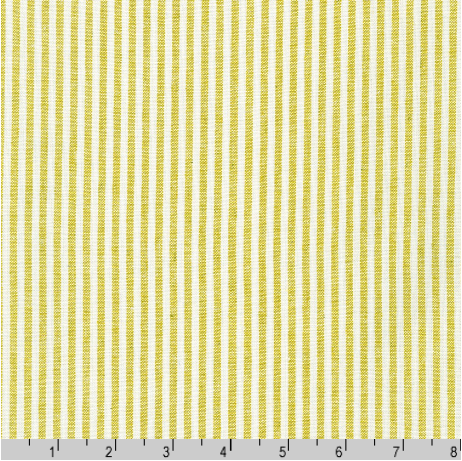 Mustard yellow striped Essex yarn dyed linen cotton blend fabric by Robert Kaufman