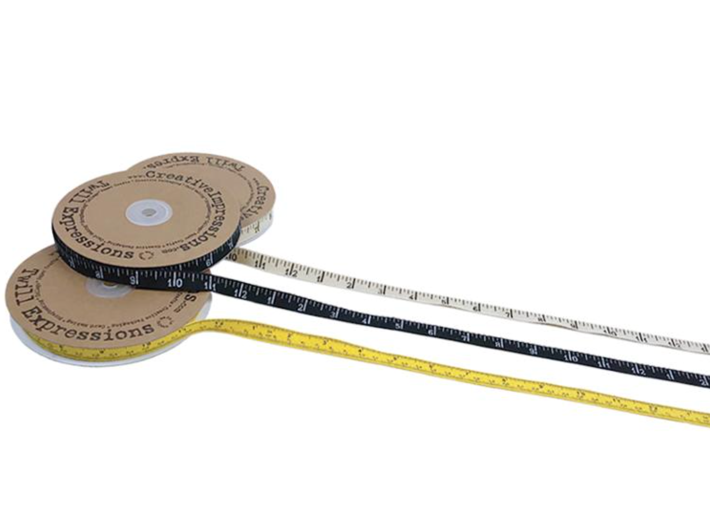 black cotton twill tape with white ruler markings