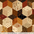 primitive cheddar hexagon patchwork cotton fabric by Pam Buda for Marcus Fabrics