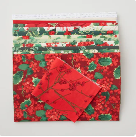Winterberry Quilt Kit by Martha Negley for Free Spirit Fabrics featuring festive holiday quilt fabrics in red and winter floral prints