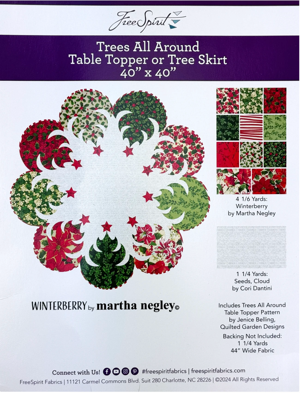 Winterberry Quilt Kit by Martha Negley for Free Spirit Fabrics featuring festive holiday quilt fabrics in red and winter floral prints