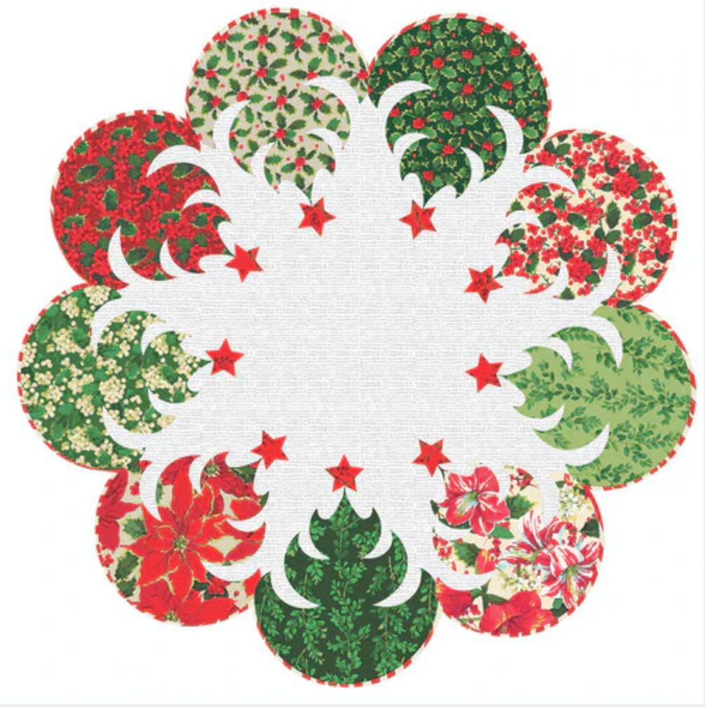 Winterberry Quilt Kit by Martha Negley for Free Spirit Fabrics featuring festive holiday quilt fabrics in red and winter floral prints
