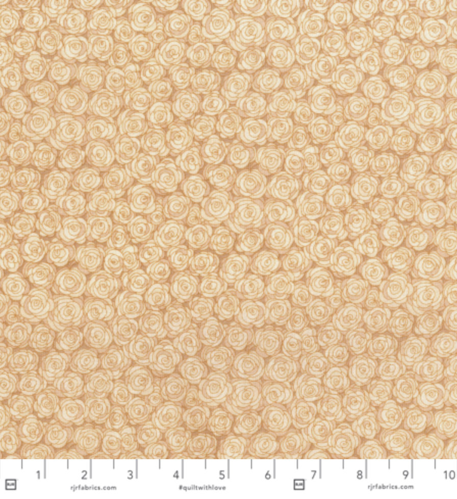 cream tonal rose floral quilting cotton fabric by Jamie Fingal for RJR Fabrics