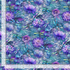Purple floral and dragonfly watercolor style cotton fabric on teal background by Timeless Treasures