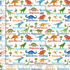 Colorful mini dinosaurs with dinosaur names on cream background digital print fabric by Timeless Treasures