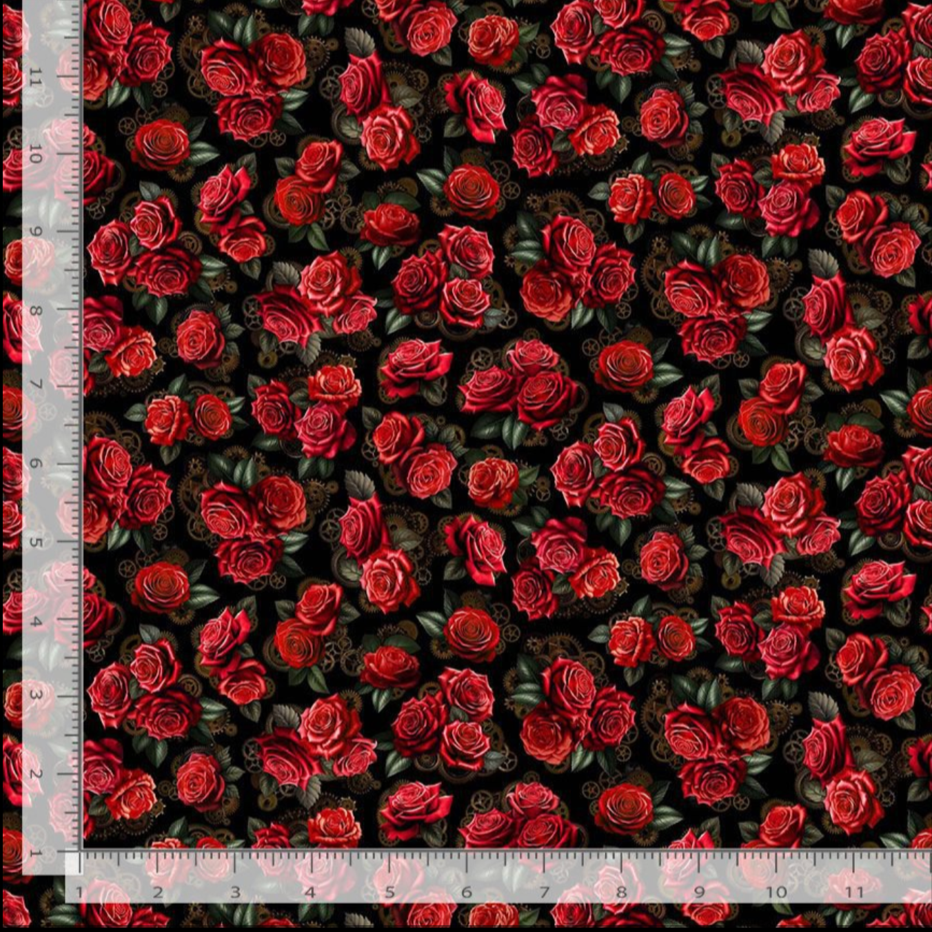 Down The Rabbit Hole - Roses & Clock Gears Yardage