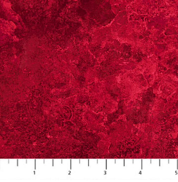 America 250 Stonehenge Basics Cardinal quilting cotton fabric featuring a rich textured cardinal red marbled design by Linda Ludovico for Northcott Fabrics.