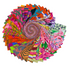 Kaffe Fassett Collective February 2026 Warm Design Roll featuring 40 coordinated 2.5-inch fabric strips in pink, orange, coral, red, and floral prints.