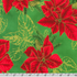 Holiday Flourish Forest Glen sage green fabric featuring red poinsettias, pinecones, evergreen branches, and metallic gold accents.