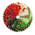 Holiday Flourish Forest Glen metallic charm pack featuring coordinated Christmas fabrics with poinsettias, woodland animals, pinecones, ornaments, and festive metallic accents.