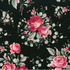 Pink roses and white flowers on a black background floral cotton fabric, Jardin Midnight Rose from the Rosette collection by RJR Fabrics.