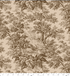 Woodland toile cotton fabric featuring deer, trees, and forest scenes in brown on a cream background, Woodland Cattails from Fall's Majesty by RJR Fabrics.