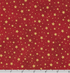 Gold metallic stars and dots scattered across a rich red cotton background.