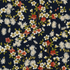 Japanese Garden cherry blossoms and daisies cotton fabric on navy background by Lloyd Curzon for Maywood Studio.