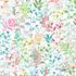 Digitally printed cotton fabric featuring layered watercolor leaves and delicate foliage in pastel shades of pink, aqua, mint, lavender, and coral on a soft opal background from the Reverie collection by RJR Studio for RJR Fabrics.