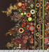 Effervescence Autumn cotton fabric featuring intricate dot-painting inspired circles and organic mosaic patterns in rust, coral, orange, olive green, cream, and brown by Amelia Caruso for Robert Kaufman Fabrics.