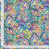 Fantasy Plumes and Floral fabric by Timeless Treasures featuring colorful peacock feathers, pastel flowers, botanical foliage, and vibrant watercolor tones on premium cotton fabric.