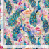 Peacocks on Floral fabric by Timeless Treasures featuring colorful peacocks with flowing feather tails surrounded by watercolor flowers in pink, lavender, peach, yellow, and blue tones on premium cotton fabric.