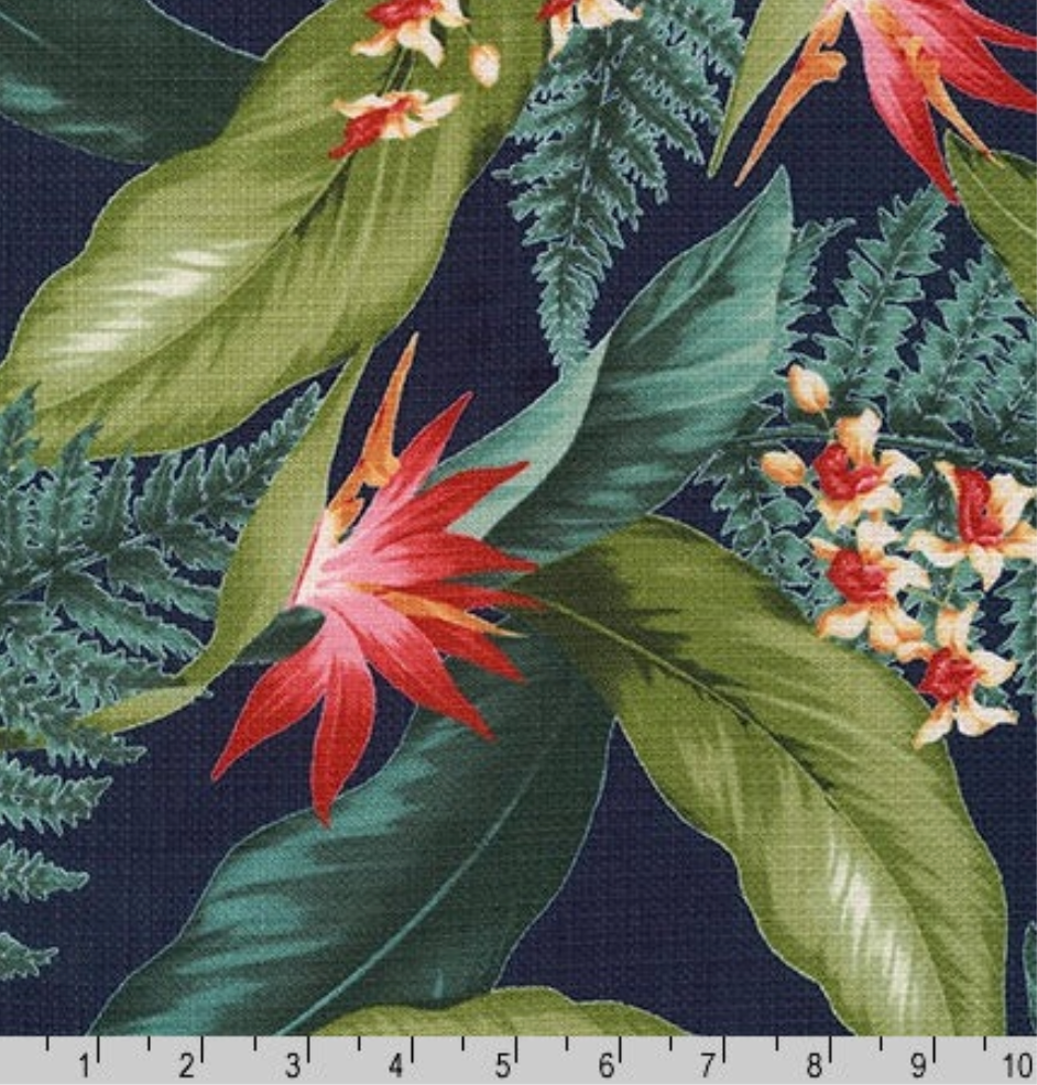 Sevenberry Island Paradise Barkcloth Navy Yardage