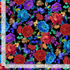Large Bright Floral & Birds fabric by Chong-A Hwang for Timeless Treasures featuring colorful hummingbirds and oversized vibrant flowers on a dramatic black background with digitally printed detail.