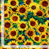 Painted Sunflower fabric from the Sunflower Symphony collection by Timeless Treasures featuring vibrant yellow sunflowers with rich brown centers and green foliage in an artistic painterly style on premium quilting cotton.