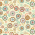 Doodle Days Flowers Ivory fabric by Makower UK for Andover Fabrics featuring whimsical floral medallions, botanical doodles, leaves, and blossoms in mint green, peach, coral, and gold on a soft ivory background.