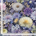 Mystic Meadow digital cotton fabric featuring elegant blooming wildflowers in lavender, ivory, blush, and cream on a midnight blue botanical background by Timeless Treasures.