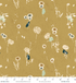 Summer Folk Painted Meadow Honey premium cotton fabric by Lissie Teehee for Cotton + Steel featuring delicate wildflowers, dandelions, and meadow grasses on a warm honey-gold background.