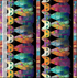 Timeless Treasures Sophisticat Quilt Cats stripe cotton fabric featuring colorful patchwork-style cats on a black background with decorative mosaic borders.