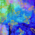 Evening Glow metallic cotton fabric by Chong-A Hwang featuring gold metallic butterflies on a vibrant watercolor background in blue, purple, teal, and green.