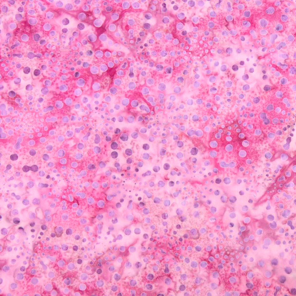 Bursts Rose Batik Fabric by Jinny Beyer – hand-dyed pink cotton batik with subtle bursts from Malam Batiks VIII by RJR Fabrics.