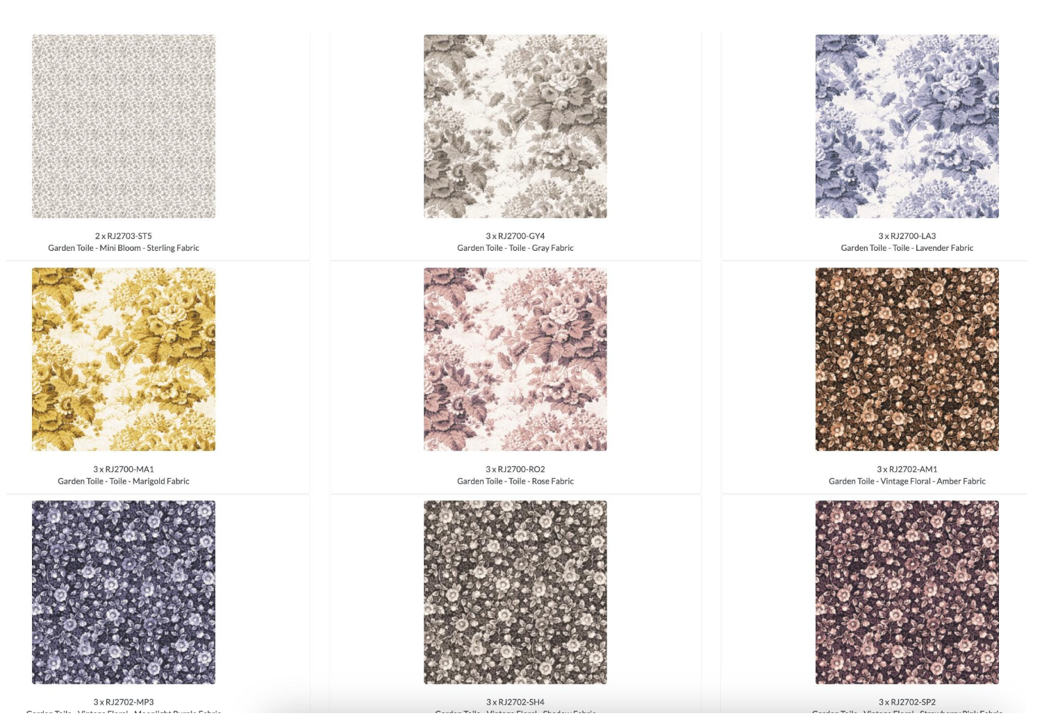 Garden Toile 5x5 Pack/Charm Pack