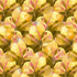 Enchanted Field Under The Canopy Lemonade cotton fabric featuring layered watercolor tropical leaves in shades of yellow, olive green, blush, and gold.