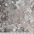 Abstract grey digital print quilting cotton featuring layered circles and bubble-like dots in shades of grey, ivory, taupe, and charcoal by Amelia Caruso for Robert Kaufman.