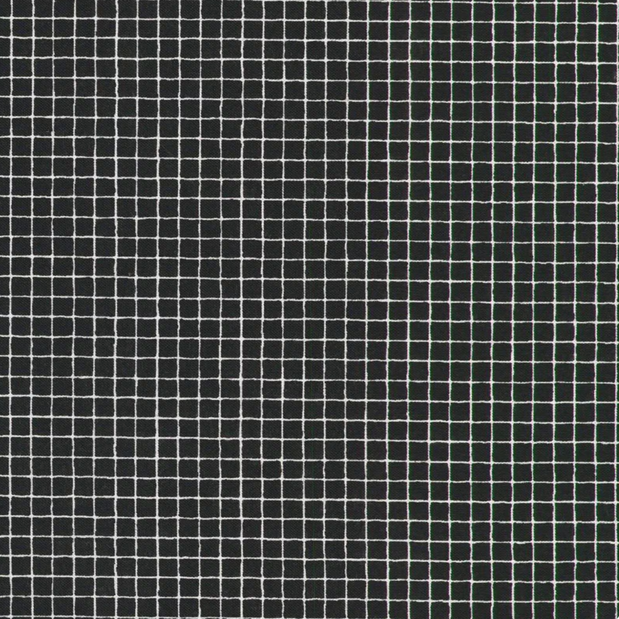 Sevenberry Gelato Grids Black White Japanese cotton fabric featuring an irregular hand-drawn white grid pattern on a black background by Sevenberry for Robert Kaufman.