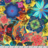 Venice Florals Multi fabric by Christiane Marques for Robert Kaufman featuring vibrant digitally printed flowers in brilliant shades of blue, teal, coral, pink, gold, and green with artistic layered textures, perfect for quilting and sewing projects.