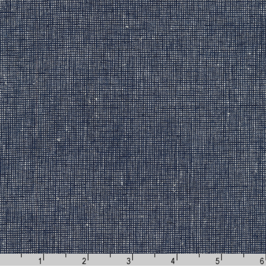Robert Kaufman Essex Yarn Dyed Homespun Navy linen cotton woven fabric featuring a rich textured navy blue solid appearance.
