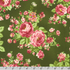 Pink rose bouquets with green leaves on forest green cotton flannel fabric from the Flowerhouse Collection by Debbie Beaves for Robert Kaufman.