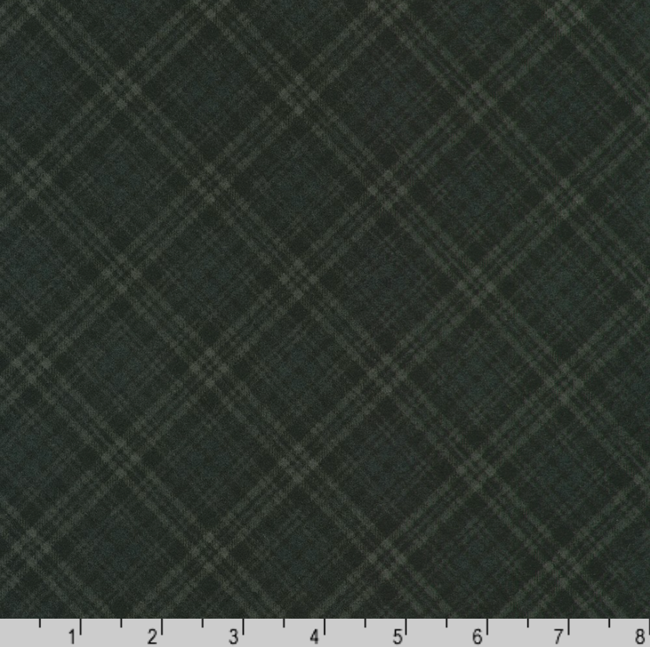 Black plaid cotton flannel fabric from the Bouquet of Roses Flowerhouse Collection by Debbie Beaves for Robert Kaufman.
