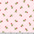 Bouquet of Roses Rosebud Toss Slipper cotton flannel fabric by Debbie Beaves for Robert Kaufman featuring tiny pink rosebuds with pink polka dots on a blush pink background, perfect for quilts, baby blankets and cozy sewing projects.