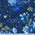Navy quilting fabric with blue watercolor wildflowers and metallic gold botanical accents from the Cobalt Bliss collection by Lauren Wan for Robert Kaufman Fabrics.